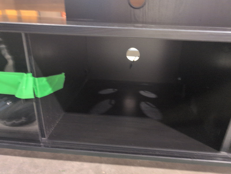 Modern Long Entertainment Unit with Sliding Covers