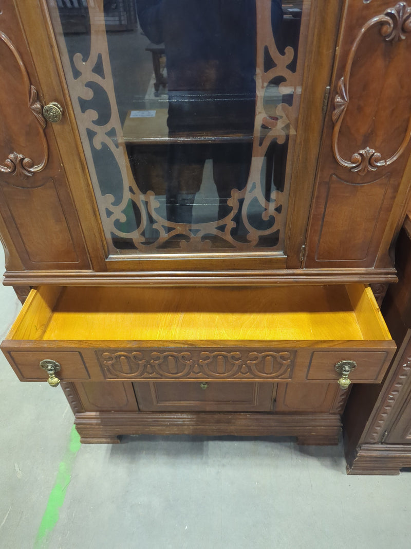 Antique Wooden Cabinet with Ornate Carved Details