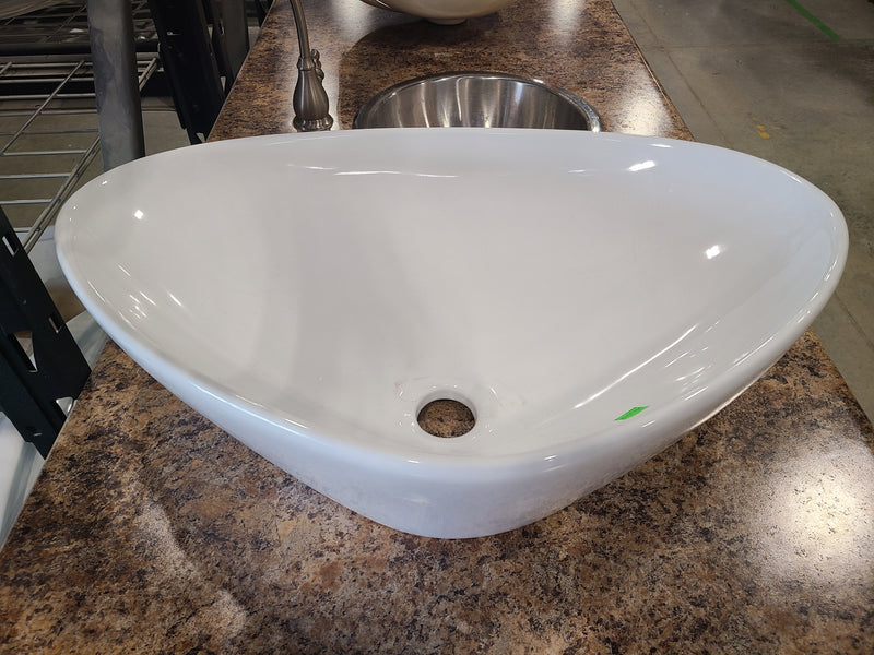 Modern Porcelain Triangular Above-Counter Sink in White