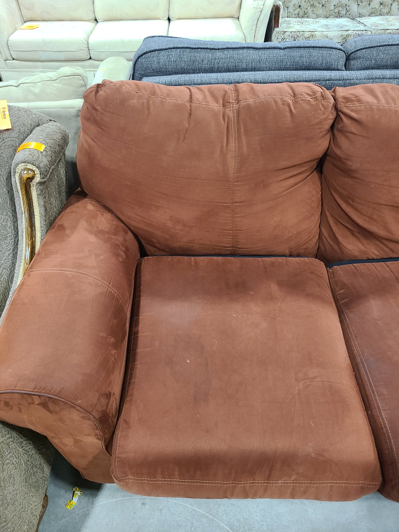 Terracotta Microfiber Three-Cushion Sofa