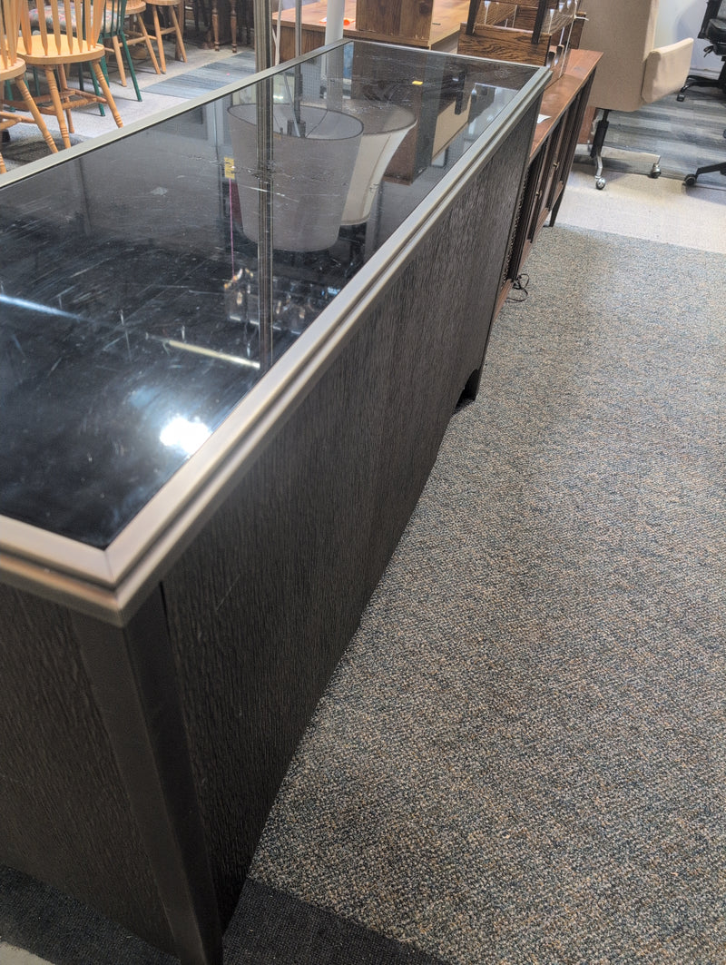 Black Glasstop Hallway Table with Shelves