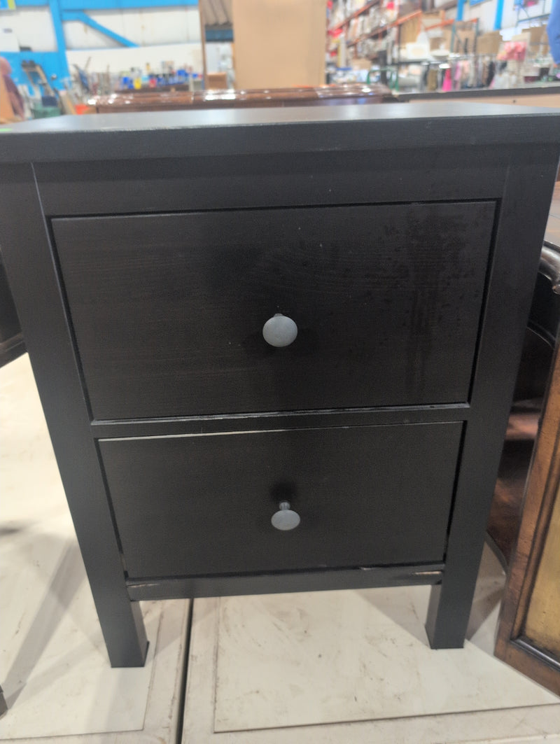 Black 2 Drawer Nightstand
