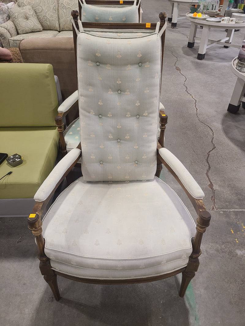 Vintage High-Back Upholstered Armchair with Bee Motif