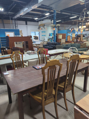 Rustic Style Dark Wooden Dining Table