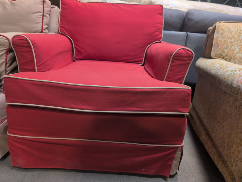 Red Armchair with Beige Outlines