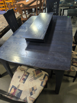 Blue Wooden Dining Table with 6 Matching Chairs