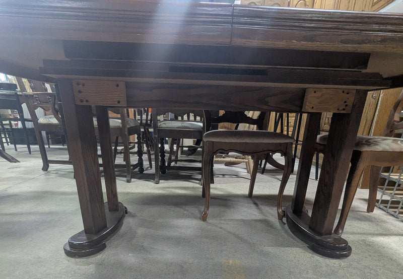 Round Cornered Wooden Dining Table with Insert