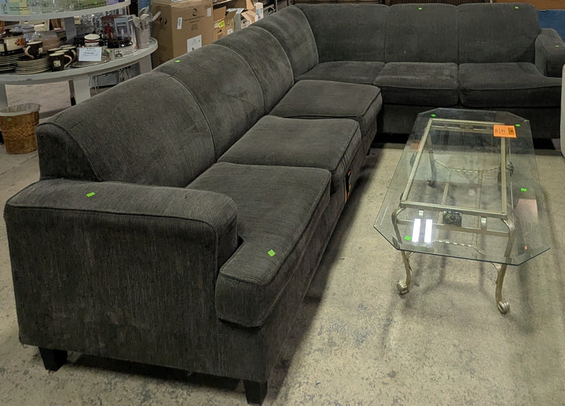 Modular L-Shaped Grey Corduroy Sleeper Sofa