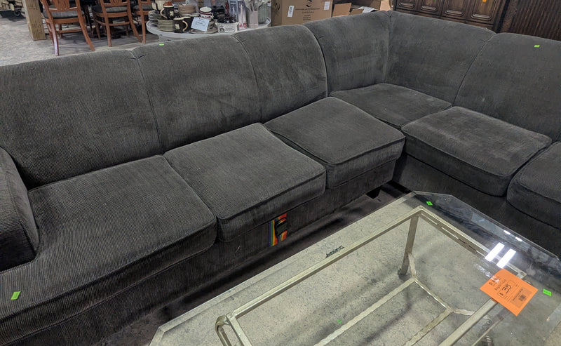 Modular L-Shaped Grey Corduroy Sleeper Sofa