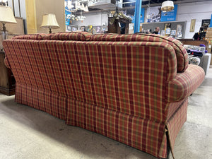 Plaid Roll-Arm Three Seater Sofa