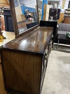Mid Century Modern Wooden Dresser with Mirror