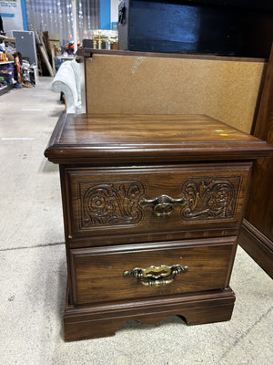 Wooden Nightstand with Brass Handles