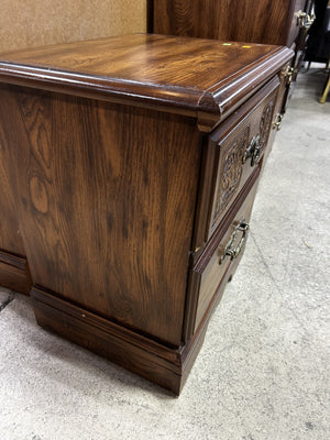 Wooden Nightstand with Brass Handles