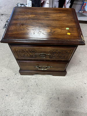 Wooden Nightstand with Brass Handles