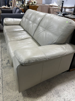Beige Leather Three-Seater Sofa