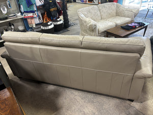 Beige Leather Three-Seater Sofa