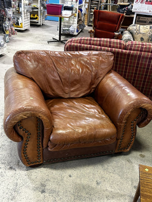 Rustic Brown Leather Armchair