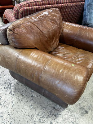 Rustic Brown Leather Armchair