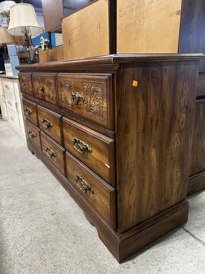 Vintage Nine Drawer Wooden Dresser