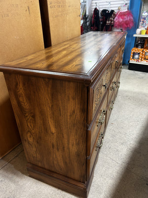 Vintage Nine Drawer Wooden Dresser