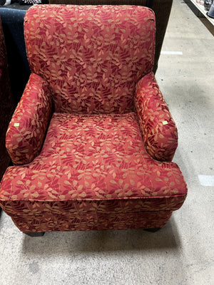 Red Floral Upholstered Armchair