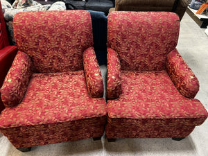 Red Floral Upholstered Armchair
