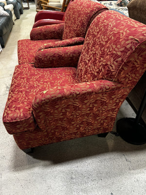 Red Floral Upholstered Armchair