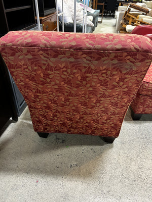Red Floral Upholstered Armchair
