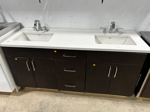 White Stone Top Modern Double Sink Bathroom Vanity