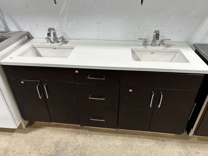 White Stone Top Modern Double Sink Bathroom Vanity