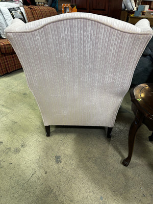 Pink Wingback Armchair with Ottoman