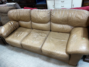Vintage Tan Leather Sofa