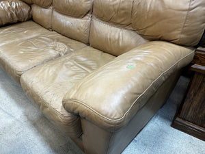 Vintage Tan Leather Sofa
