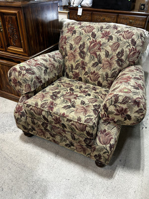 Brown Floral Armchair