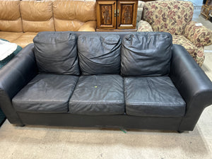 Black Leather 3-Seater Sofa