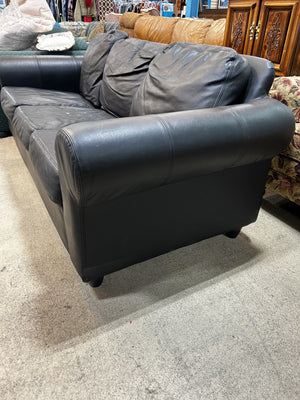 Black Leather 3-Seater Sofa