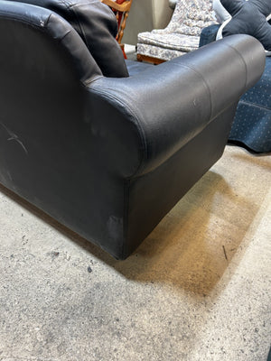 Black Leather 3-Seater Sofa
