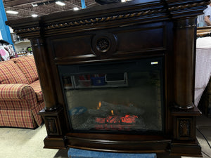 Electric Fireplace with Rich Mahogany Finish