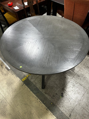 Modern Round Dark Grey Wood Dining Table