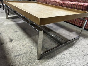 Modern Wood & Chrome Coffee Table