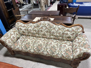 Vintage Floral Carved Wood Sofa