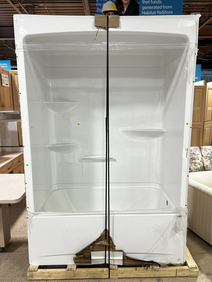 MAAX Camelia Tub Shower Kit - Shower Stall with Left Drain Bathtub and Bathtub Wall Surround (No Door)