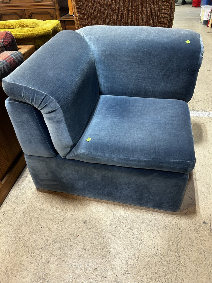 Plush Blue Velvet Corner Chair