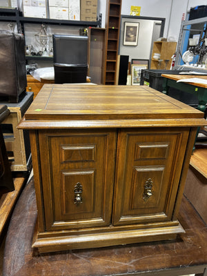 Dark Wood Cabinet with Brass Hardware