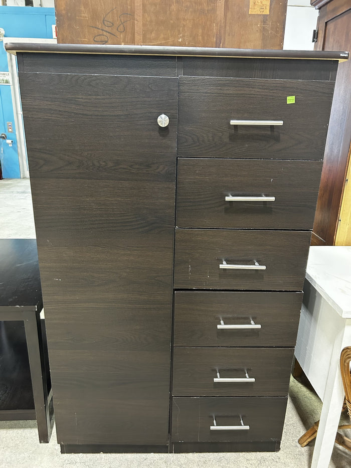 Modern Dark Wood Storage Cabinet