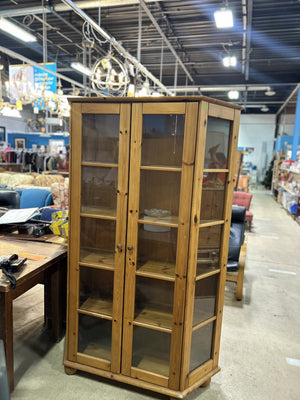Rustic Glass-Front Display Cabinet
