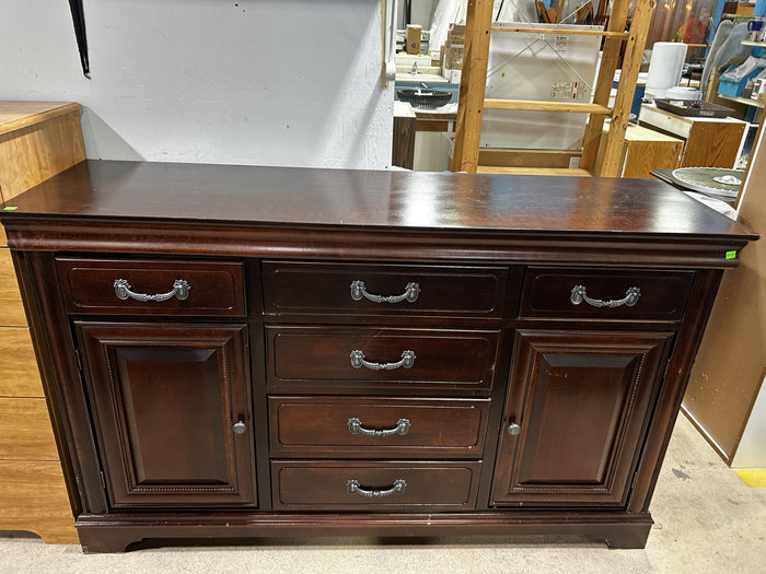 Dark Wood Sideboard with Ornate Hardware