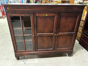 Classic Dark Wood Cabinet with Glass Display & Storage