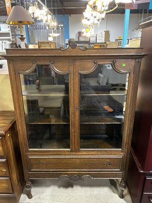 Vintage Carved Wood Display Cabinet