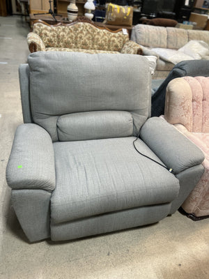 Plush Gray Fabric Power Recliner Chair